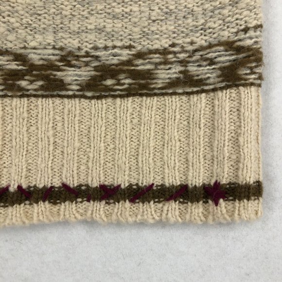 Free People Women's Size X-Small Cream Brown Purple Wool Blend Boho Sweater - Picture 4 of 10